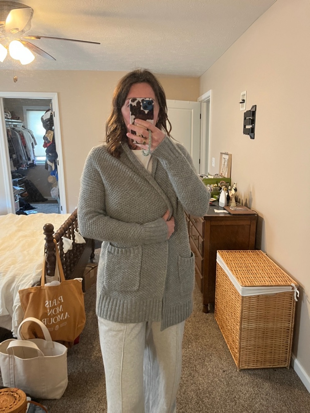 Abercrombie & Fitch Cozy Gray Knit Open Cardigan